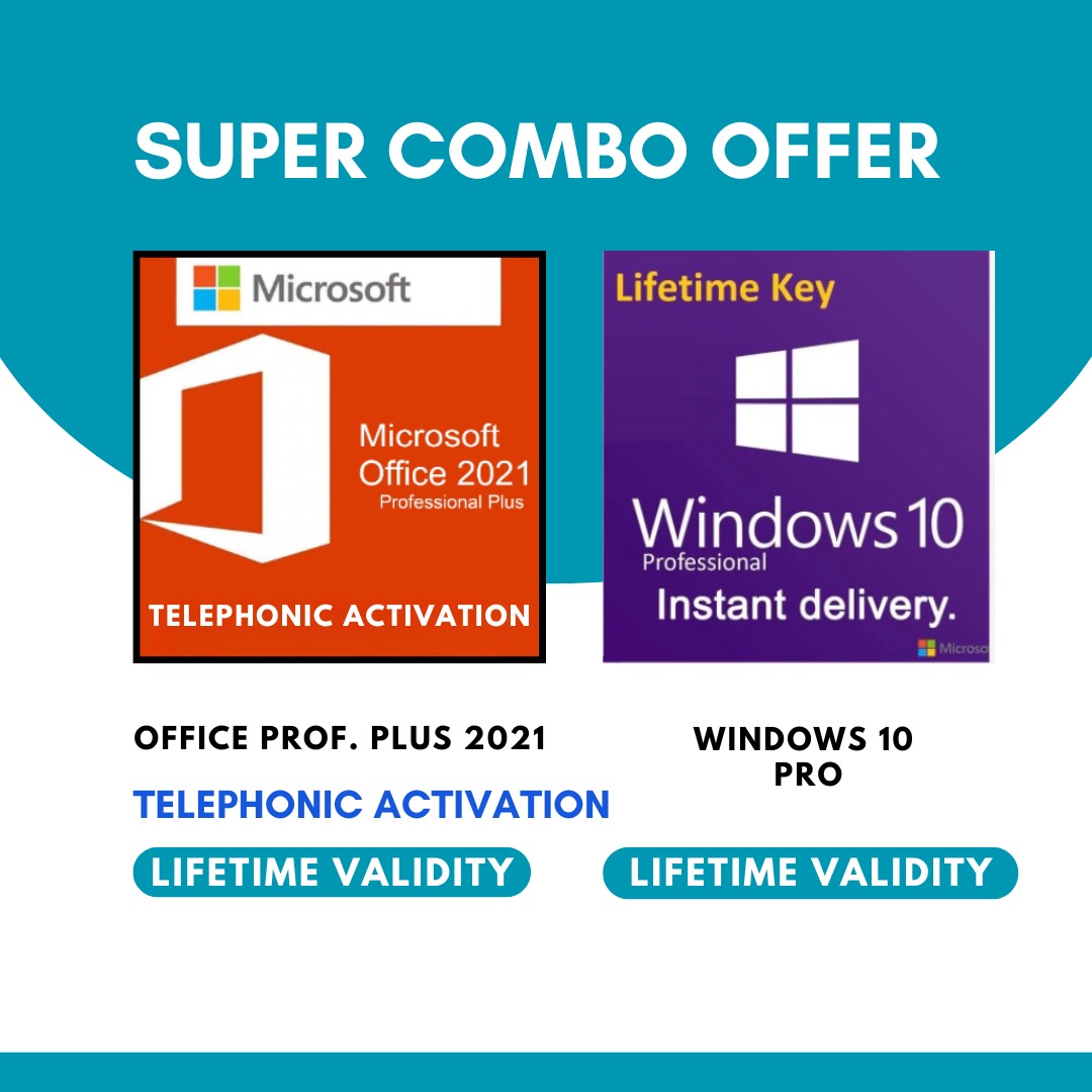 Win10 Pro Key +
Office Prof. Plus 21(Phone Activation)